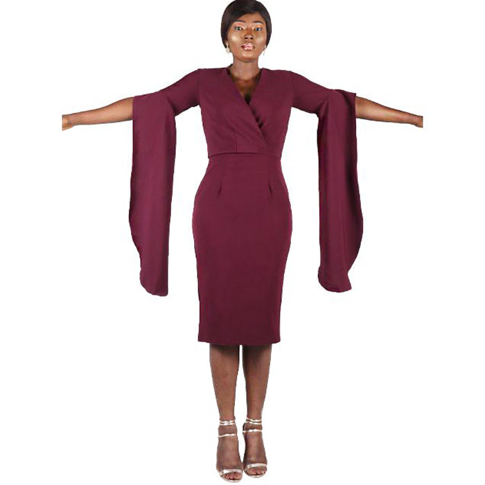 Burgundy wrap outlet midi dress