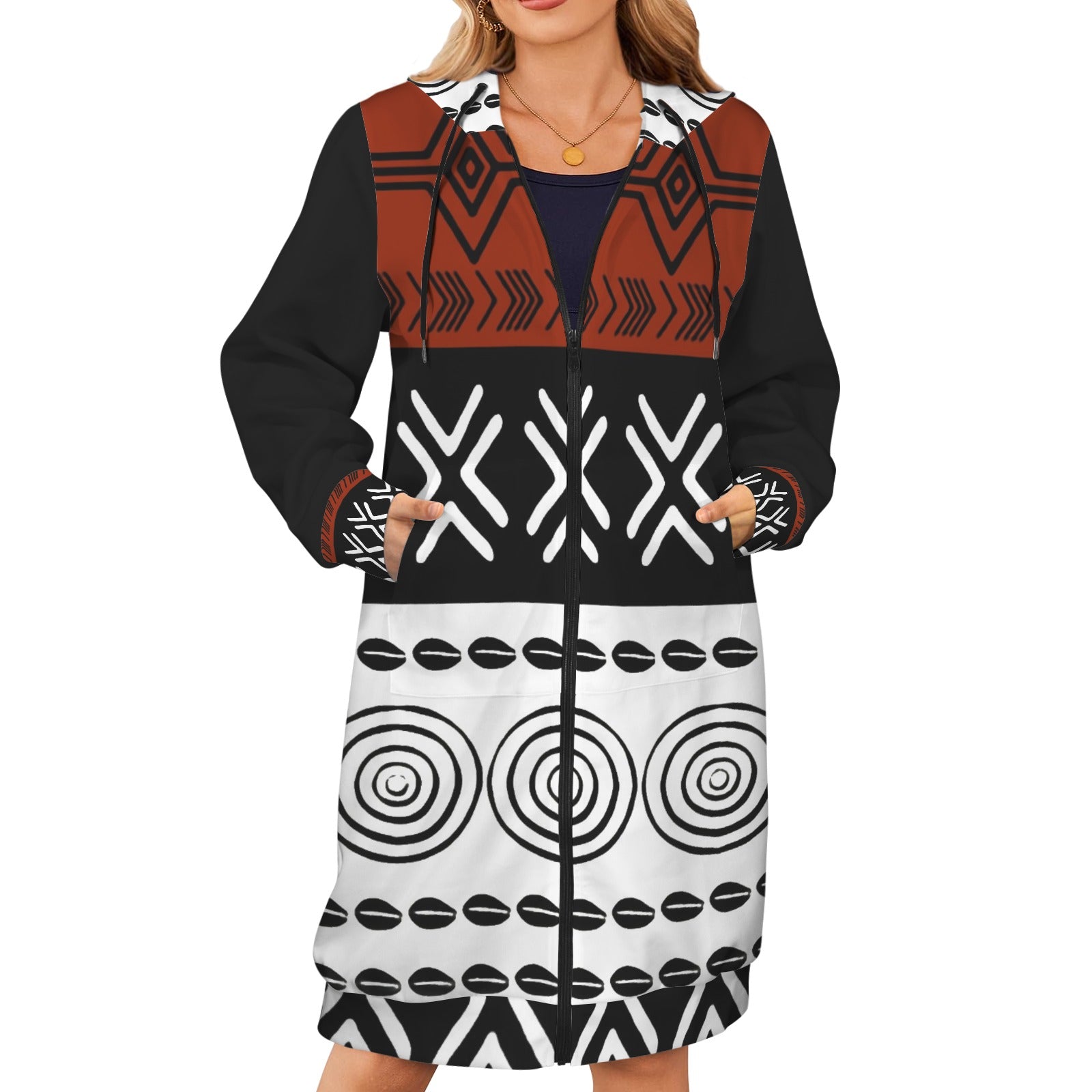 Women's Long Hooded Coat (H72)