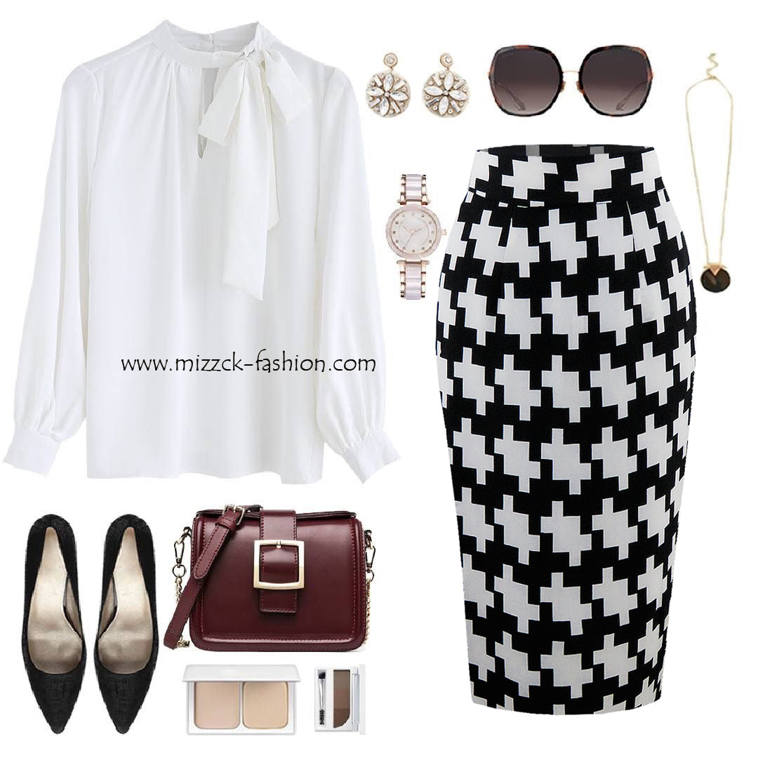 Victoria Monochrome Midi Skirt