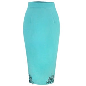 Shanice Embroidery Mint Green Skirt (Midi) - Mizzckfashion