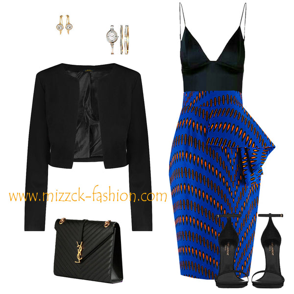 Bisa Ankara Side Peplum Pencil Skirt